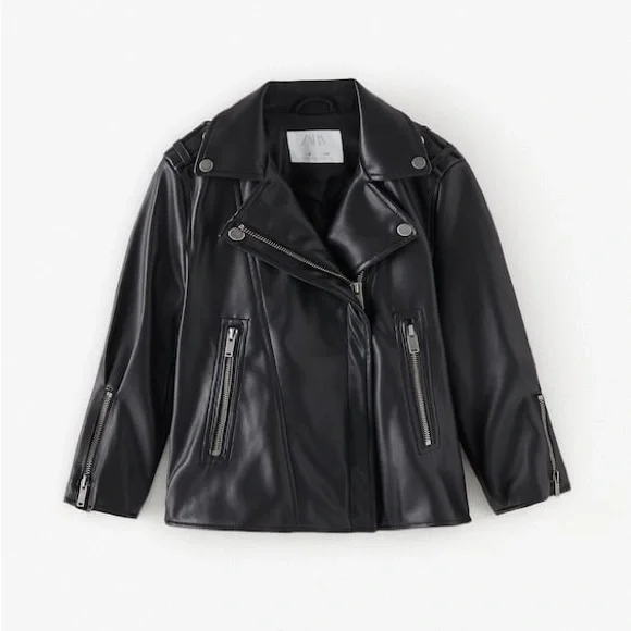 「ZARA KIDS」DOUBLE-FACED BIKER JACKET Zara Kids Girl Double Faced Biker Jacket Black 4341/601 | eBay